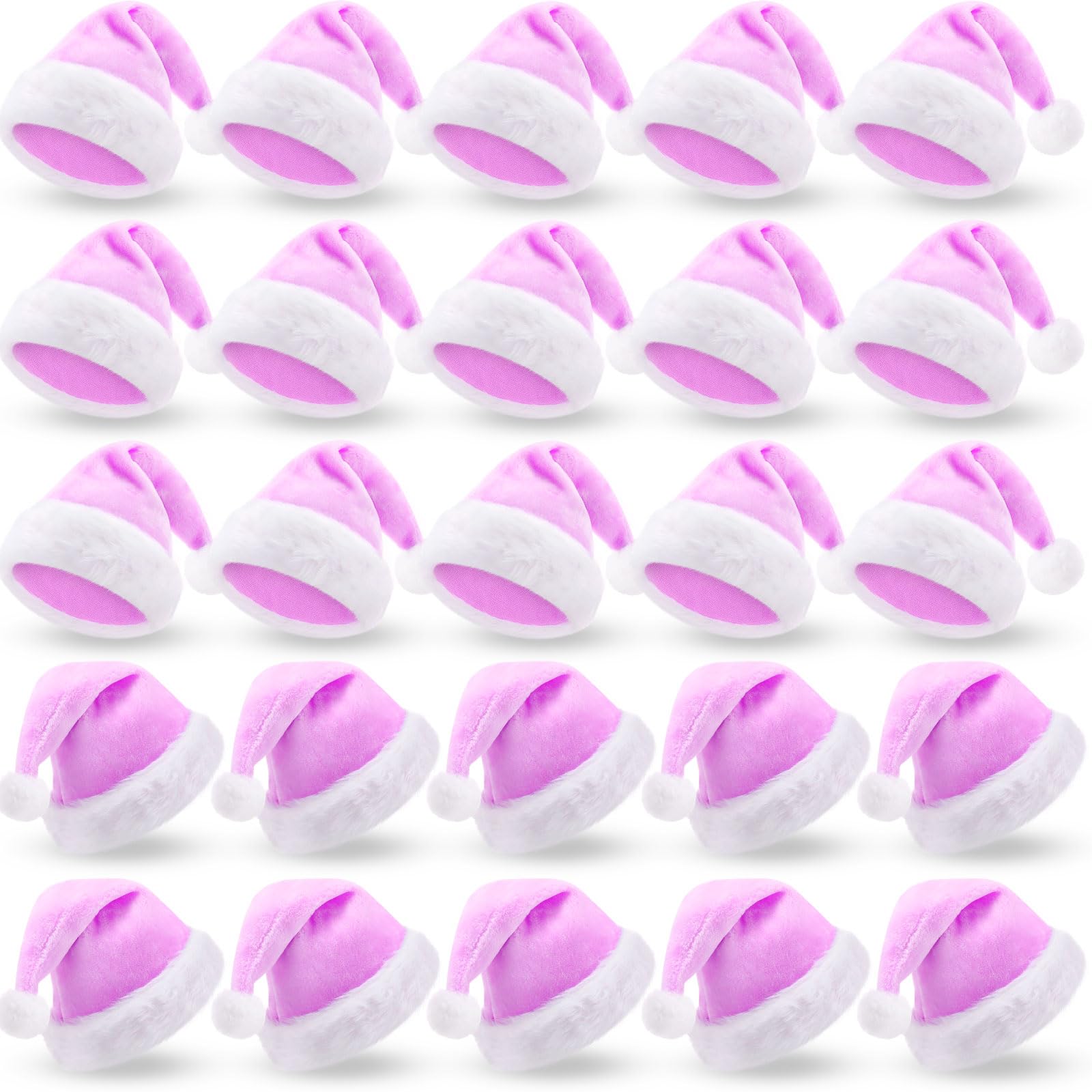 Vicenpal 20 Pcs Santa Hats Bulk for Adults, Light Purple, Classic
