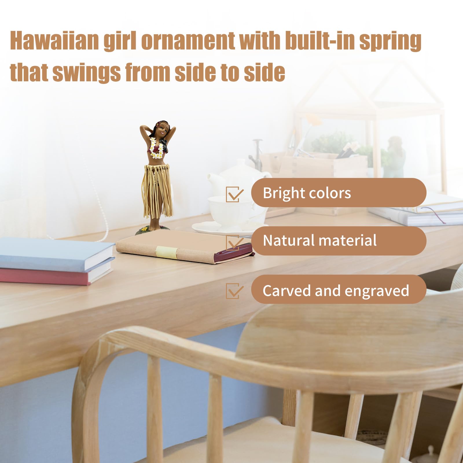 Bambolina Hawaiana per Cruscotto 16 cm, Hawaii Dashboard Hula Doll, Decorazione Auto