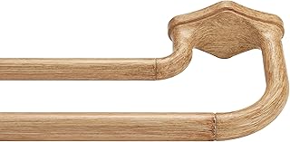 Light Wood Grain Double Curtain Rods For Windows 72-144 Inch,Heavy Duty Double Curtain Rod with Aluminum Finials and Bracket,Adjustable Double Window Rods For Blackout Or Room Darkening Panels