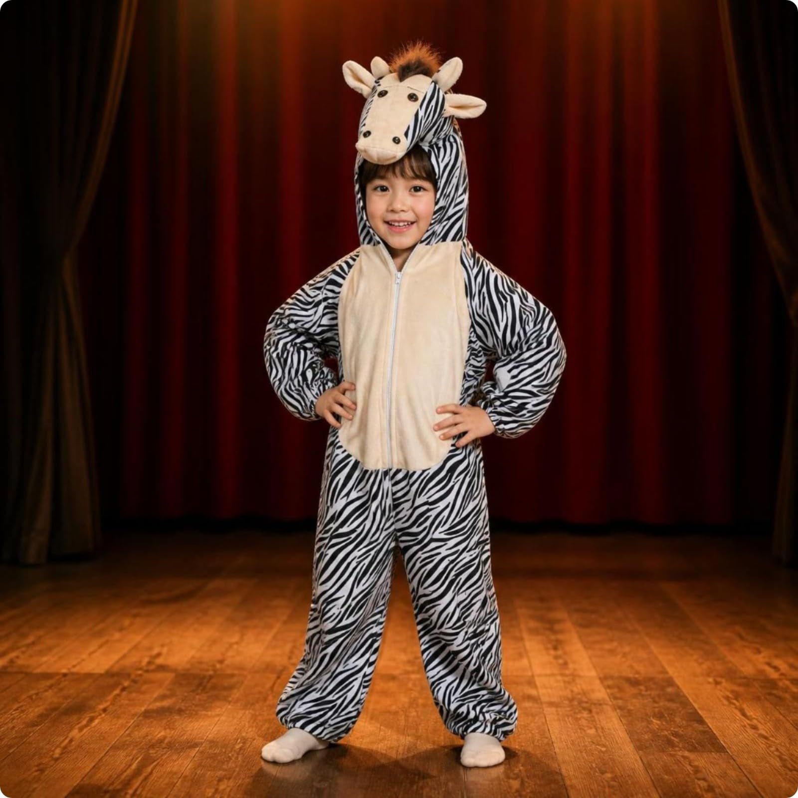 Costume da Morbido | Chiusura Anteriore, Tuta con Cappuccio, Peluche, Tuta completa, per Carnevale, Recite Scolastiche, Bambini