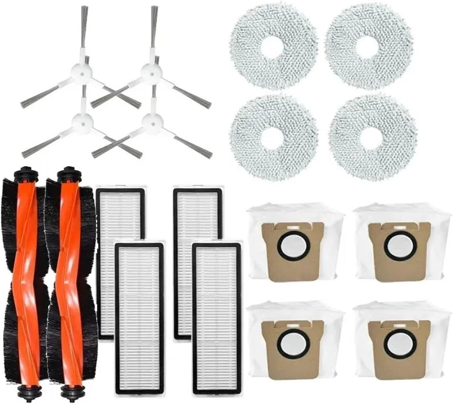 Compatible with Xiaomi Robot Vacuum X20 + / X20 Plus Parts Accessories Main Side Brush Hepa Filter Mop Cloth Dust Bag Replacement(18PCS)