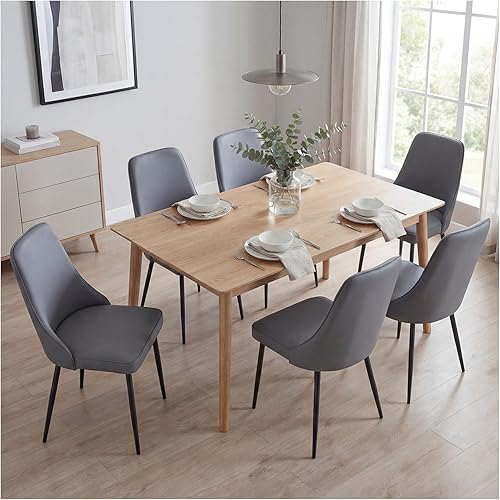 Miniatura 10 de Juego de 4 sillas de comedor modernas, tapizadas de piel sintética, sillas de comedor, sillas de cocina, sillas auxiliares de cena con respaldo