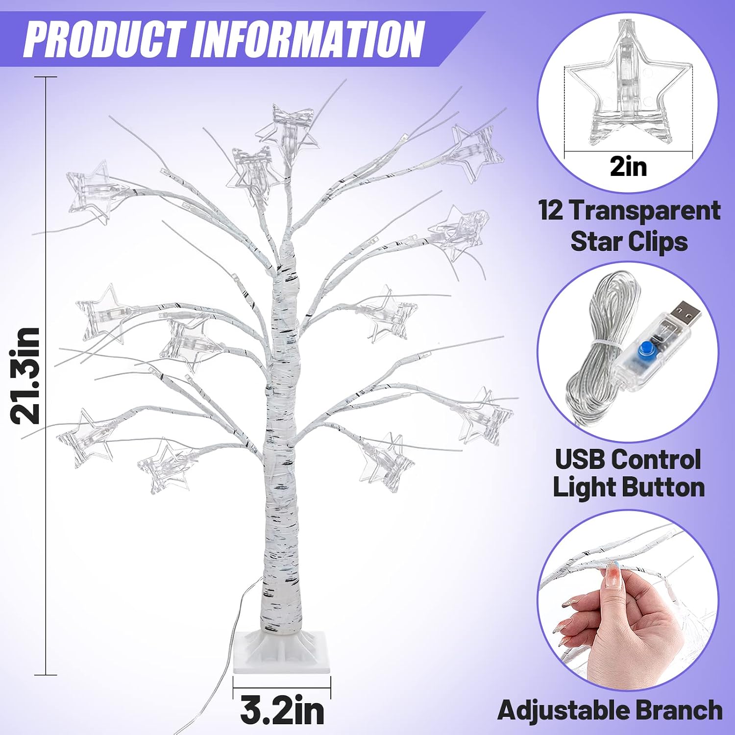 Money Tree Gift Holder - Colorful Light Gift Card Tree Display for Birthday with 12 Clips, 1.8ft Tall Photo Cash Lottery Ticket Holder Unique Desktop Home Decorations