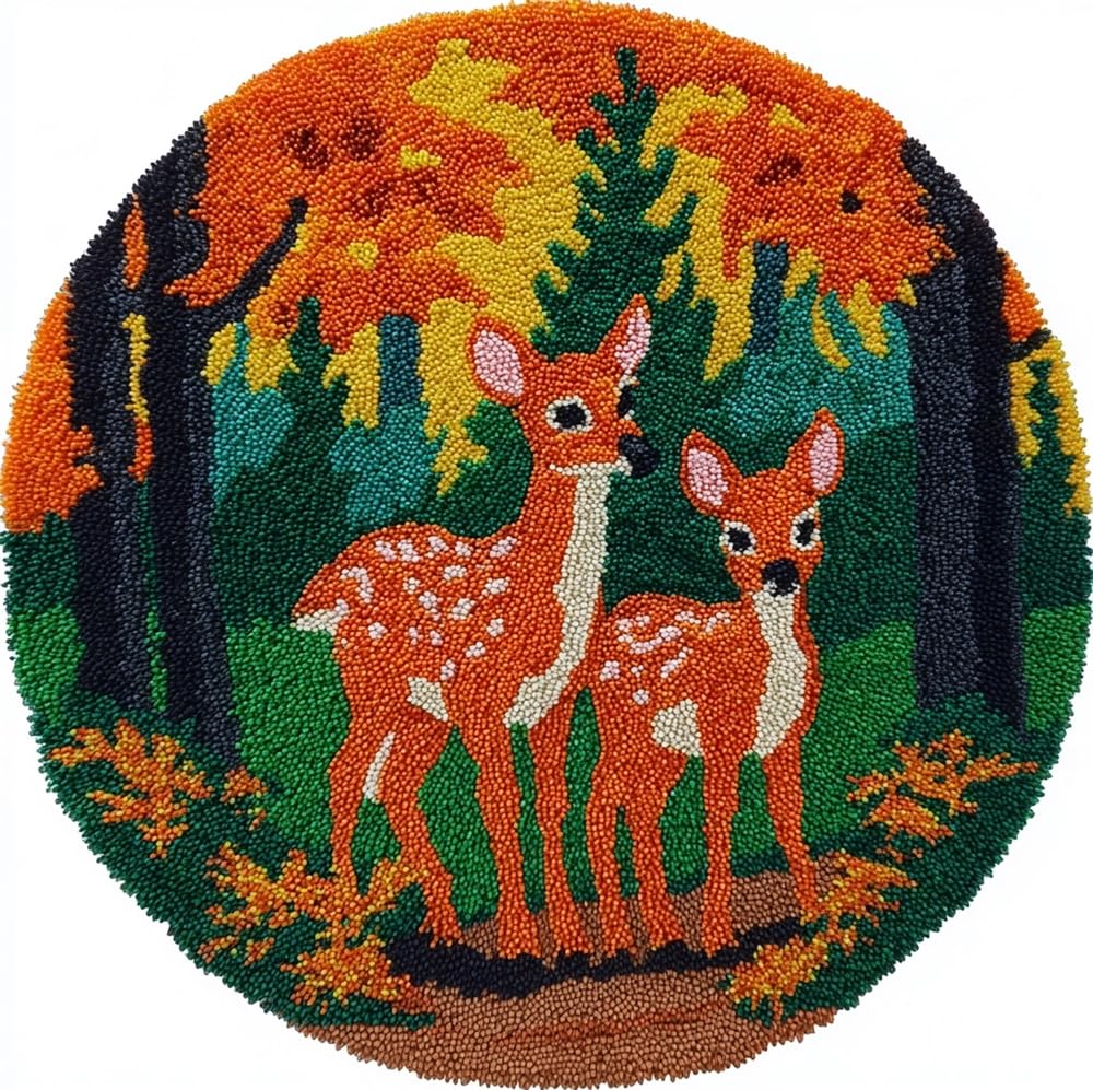 kitphoenix Latch Hook Rug Kit Forest Deer