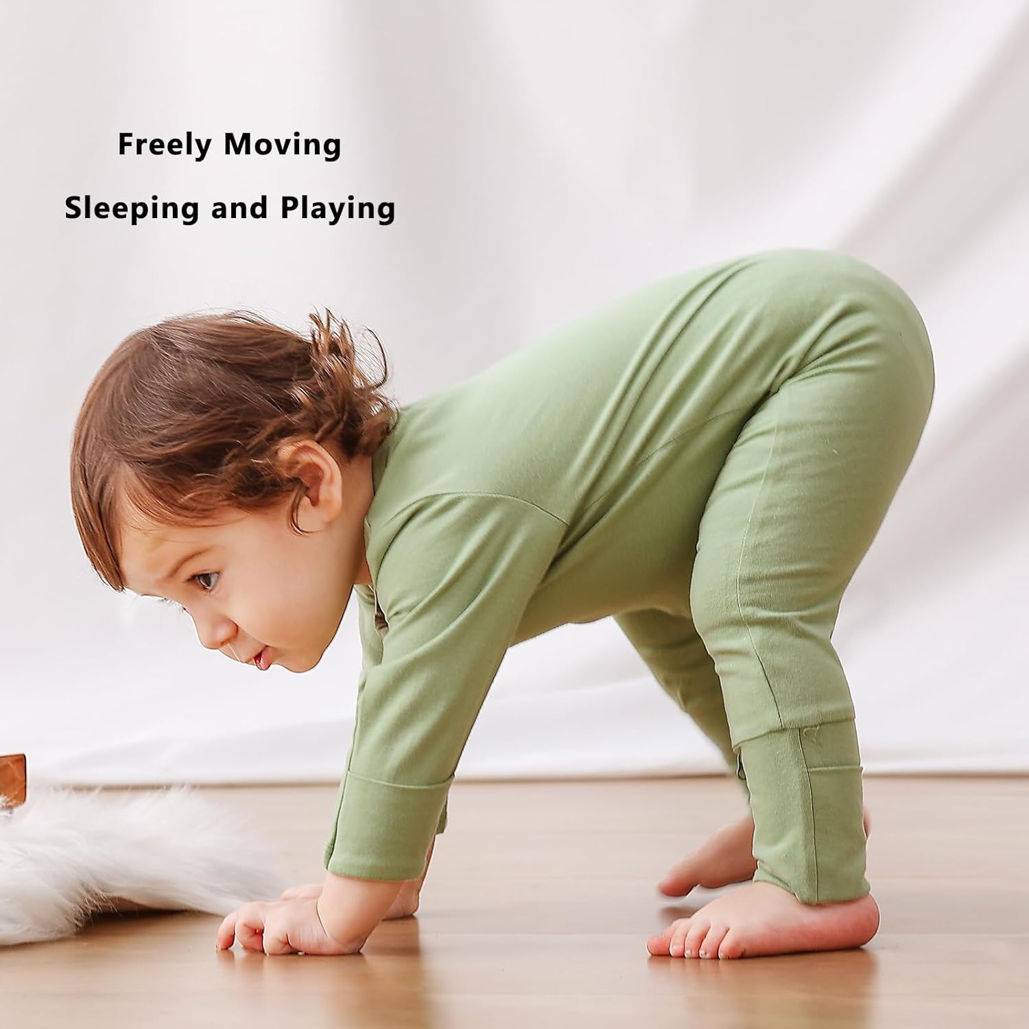 BeiVSlley 2-Pack Baby Cotton Romper Long Sleeve Zipper Jumpsuit Solid Outfit 3-24M (Boy/Girl)