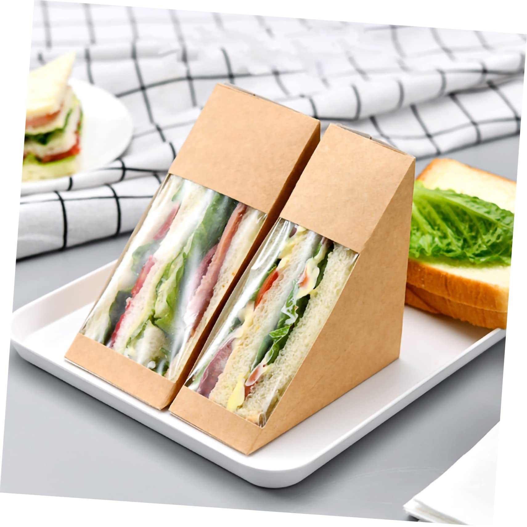 Gatuida 100piezas Caja De Sándwich De Papél Kraft Para Envasar Repostería Caja Para Comida Para Llevar Para Hornear Pasteles
