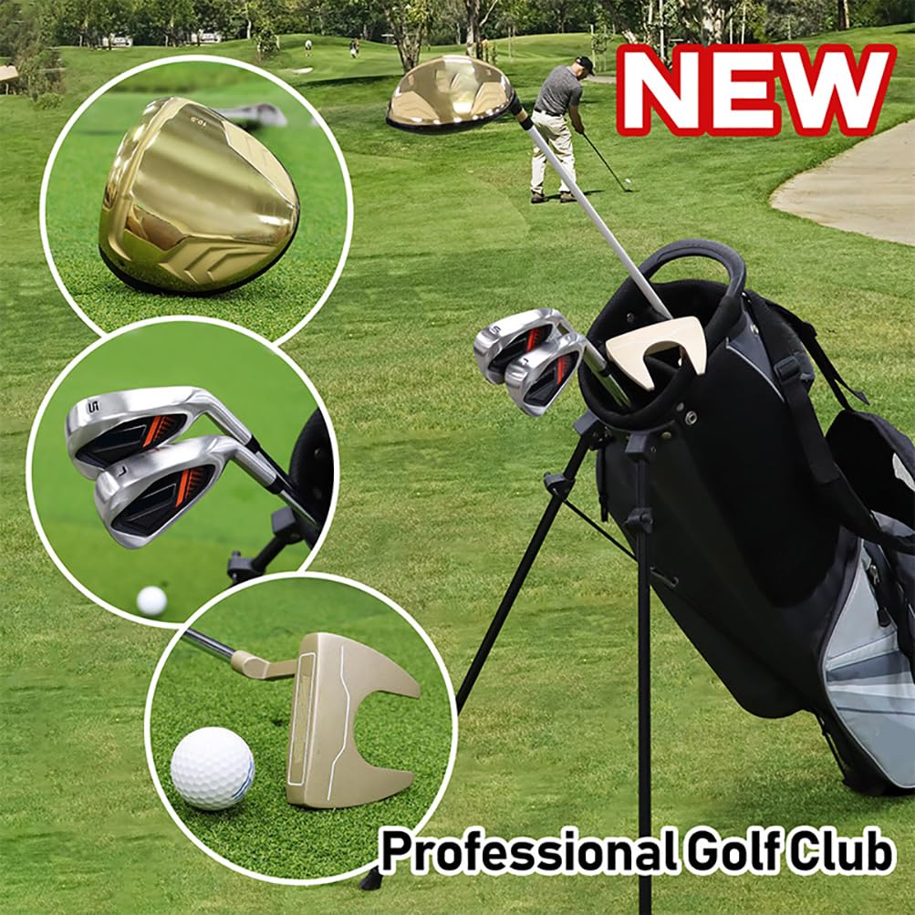 Juego de Palos de Golf, Juego de Palos de Golf para Mano Derecha para Hombre de 11 Piezas, con Bolsa de Soporte, Conductor, Madera de Calle, híbrido y Putter, Adecuado para Hombres y Mujeres