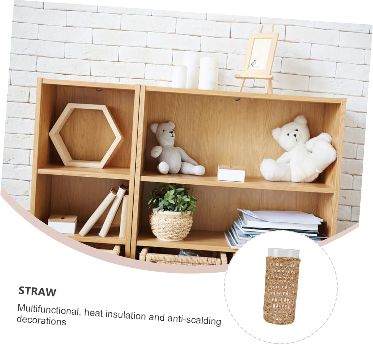 SOLUSTRE Cup Straw Cup Sleeve Straw Woven Bottle Cover Aesthetic Decorative Glassware