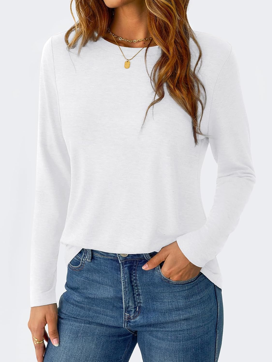 Women's Long Sleeve Shirts Casual Crewneck Tops Fall Fashion Soft Basic Tee for Work Business 2026 - Image 3