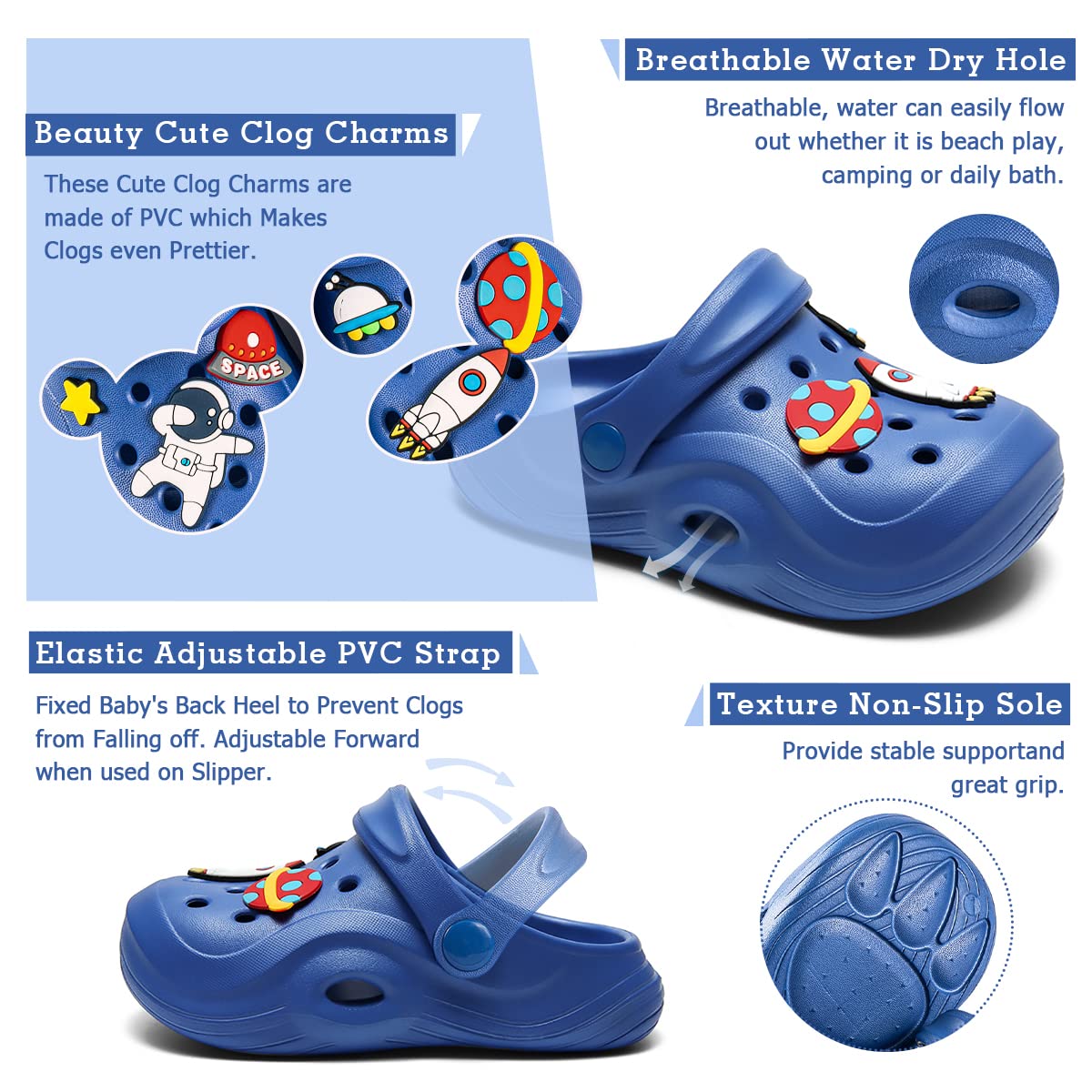 Pangolin Baby Sandals Summer Boys Girls Indoor Beach Non-Slip Children's Slippers Garden Clogs Mules Fashion Casual Kids Sky Blue 12 US