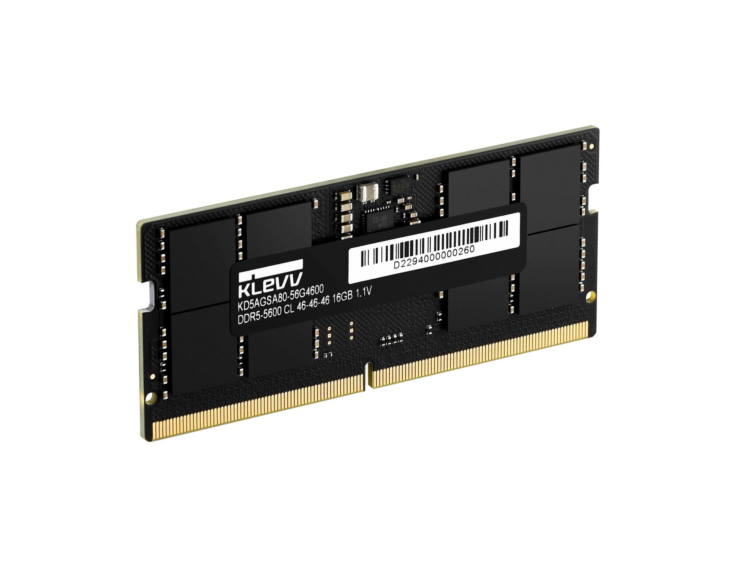 KLEVV DDR5 RAM 16 GB 5600 MHz 1 x 16 GB pamięci SODIMM 262-pinowa 1,1 V CL46 laptop notebook pamięć RAM 46-46-46-90 - KD5BGSA80-56G4600 (16 GB (1 x 16 GB))