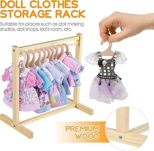 Miniatura 2 de ARTIBETTER Perchero de ropa para muñecas, mini perchero, decoración de modelo en miniatura, accesorios de muebles de muñeca de madera para