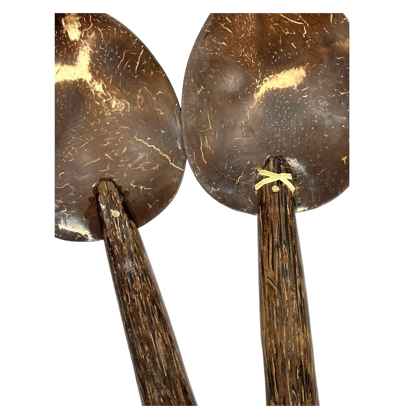 Wooden Kitchen Cooking Ladle Spoons Utensils, Coconut Shell, 9 inches, Set of 2