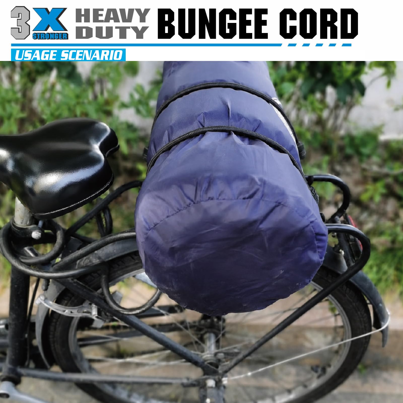 XSTRAP STANDARD Cordoncini elastici resistenti, 10 pezzi, 81 cm, con ganci per le dita, ideali per esterni, teloni, moto, portabagagli (nero)