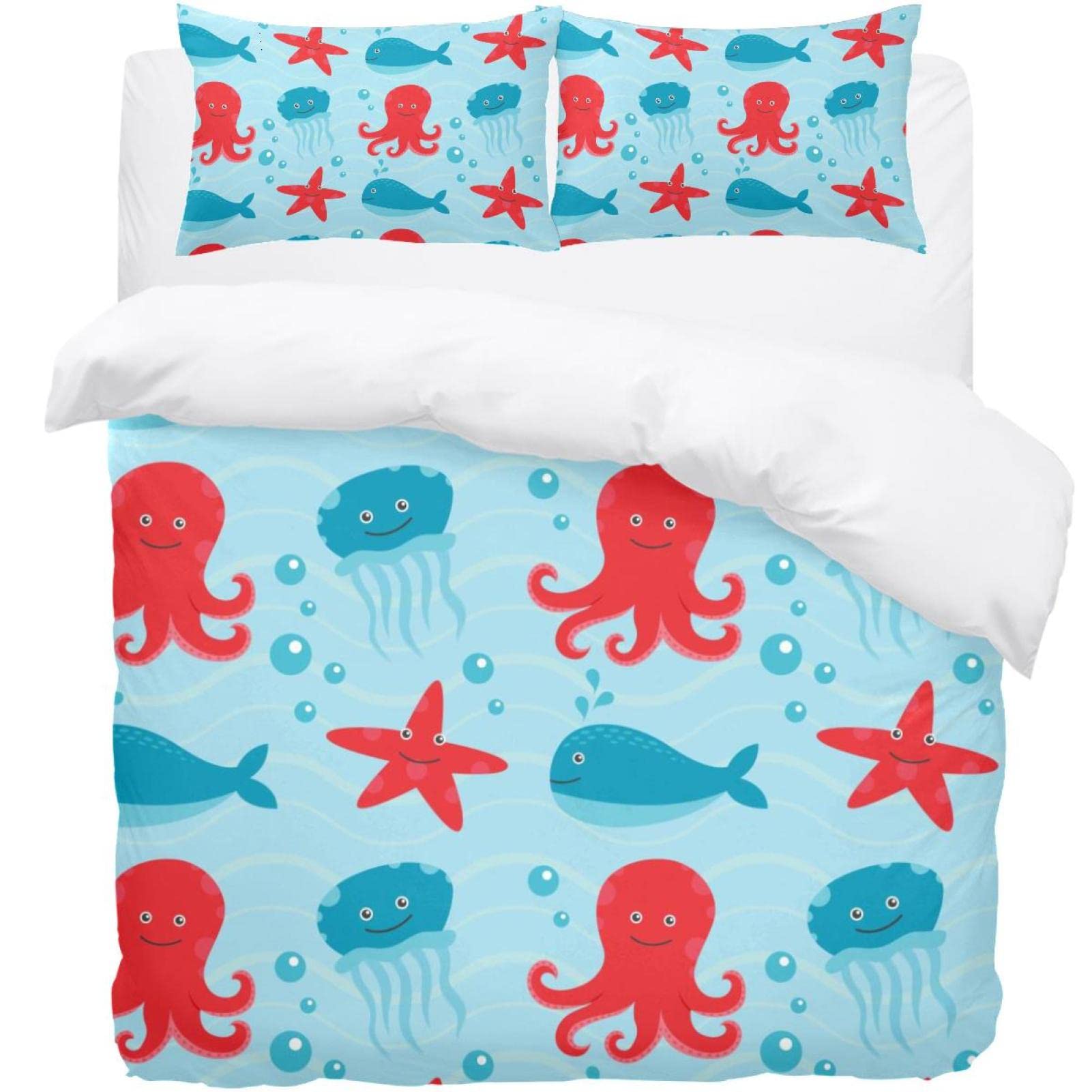 Housse de couette super douce Marine Octopus parure de lit thermique et chaude
