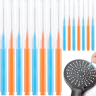 15pcs Shower Head Cleaner Picks, Small Gaps Hole Anti Clogging Showerhead Cleaner Tool, Shower Nozzle Cleaning Brush for Household Bathroom Crevices- Blue & Orange