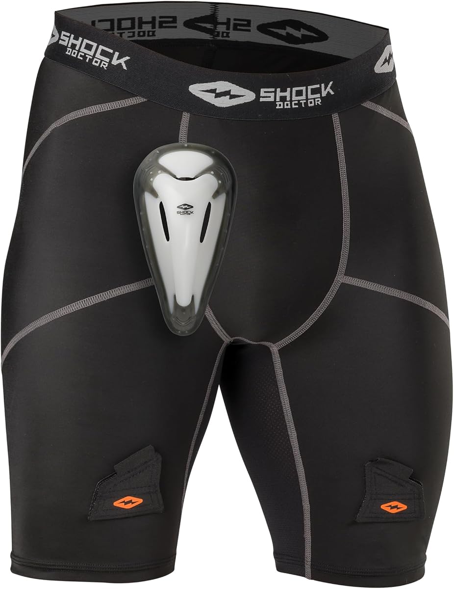 Pantalón corto de compresión de hockey con copa BioFlex incluida para hombres adultos