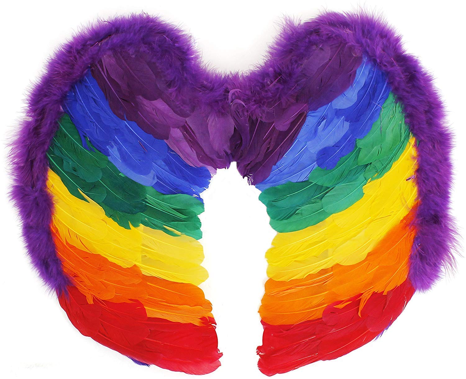 ADULTS RAINBOW WINGS - WINGS WITH RAINBOW FEATHERS FOR FANCY DRESS (ONE SIZE FITS MOST)