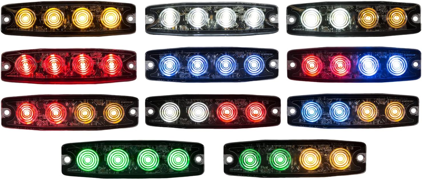 Buyers Products 8892240 4.5 Inch Ultra Thin LED Strobe Light, Amber, 4 LEDS, Synchronous And Alternating Flash Patterns, Emergency Light for Vehicles, Truck And Trailer Lights and Accessories