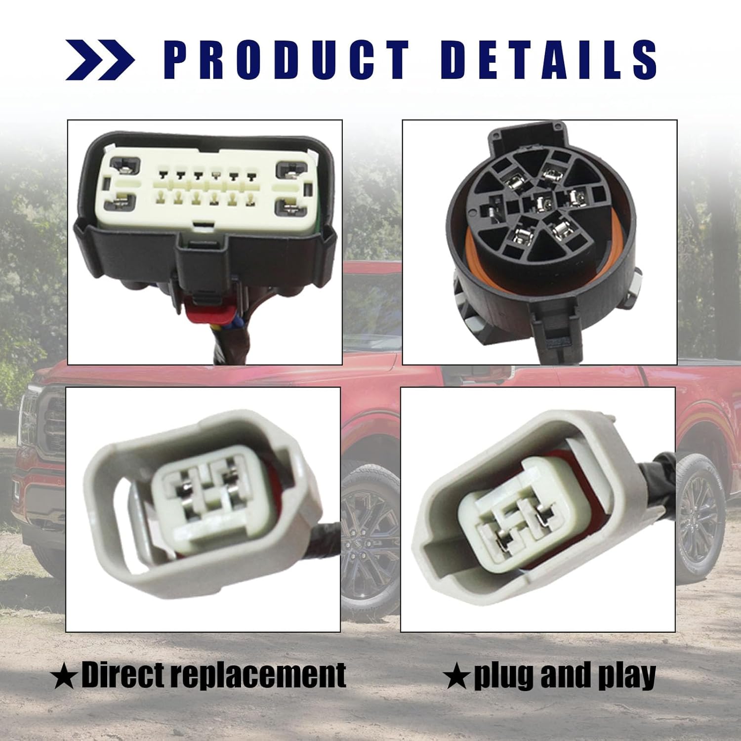 Trailer Rear Bumper Tow Wiring Harness Hitch Wire Assembly Without Parking Assist Fit for Ford F-150 2015-2020 Replace for HL3Z-13A576-D HL3Z-13A576-B FU5Z-14489-A