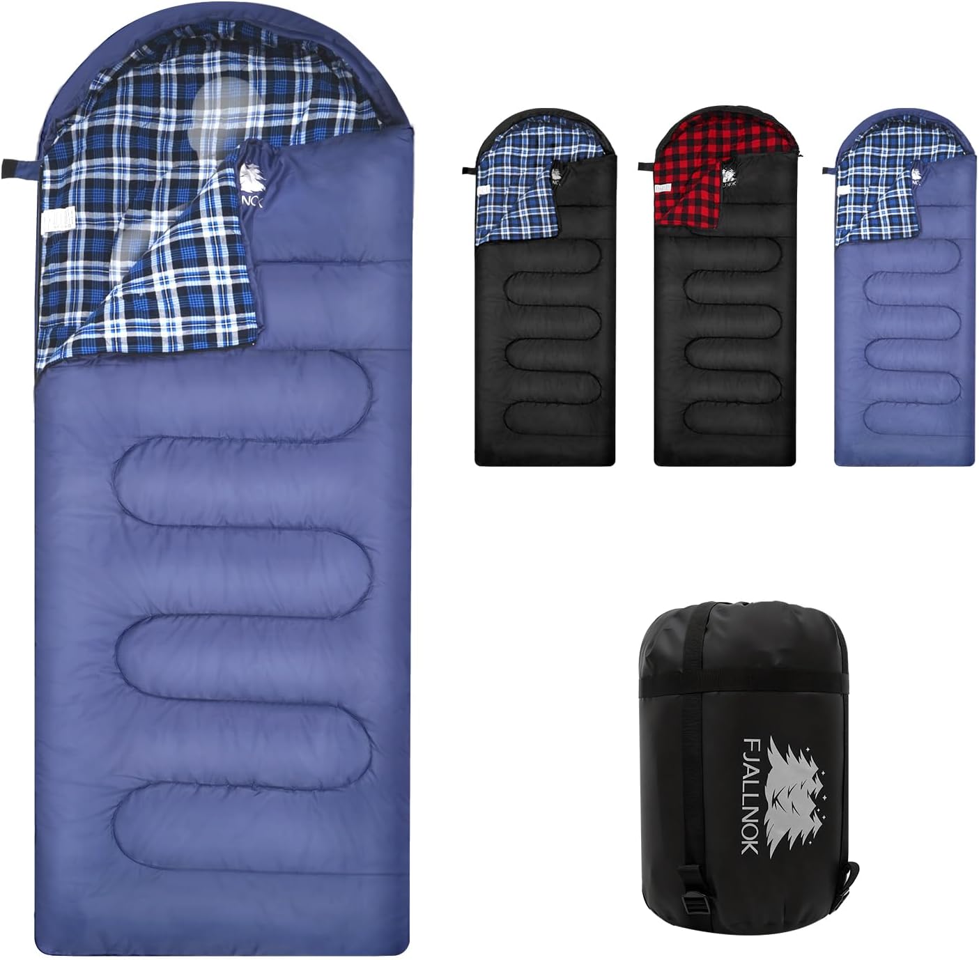 100% Cotton Flannel Sleeping Bag for Adults, Big&Tall Size Backpacking Lightweight Waterproof for Girls Boys Mens Teen for Camping Hiking Outdoor Travel with Compression Bags