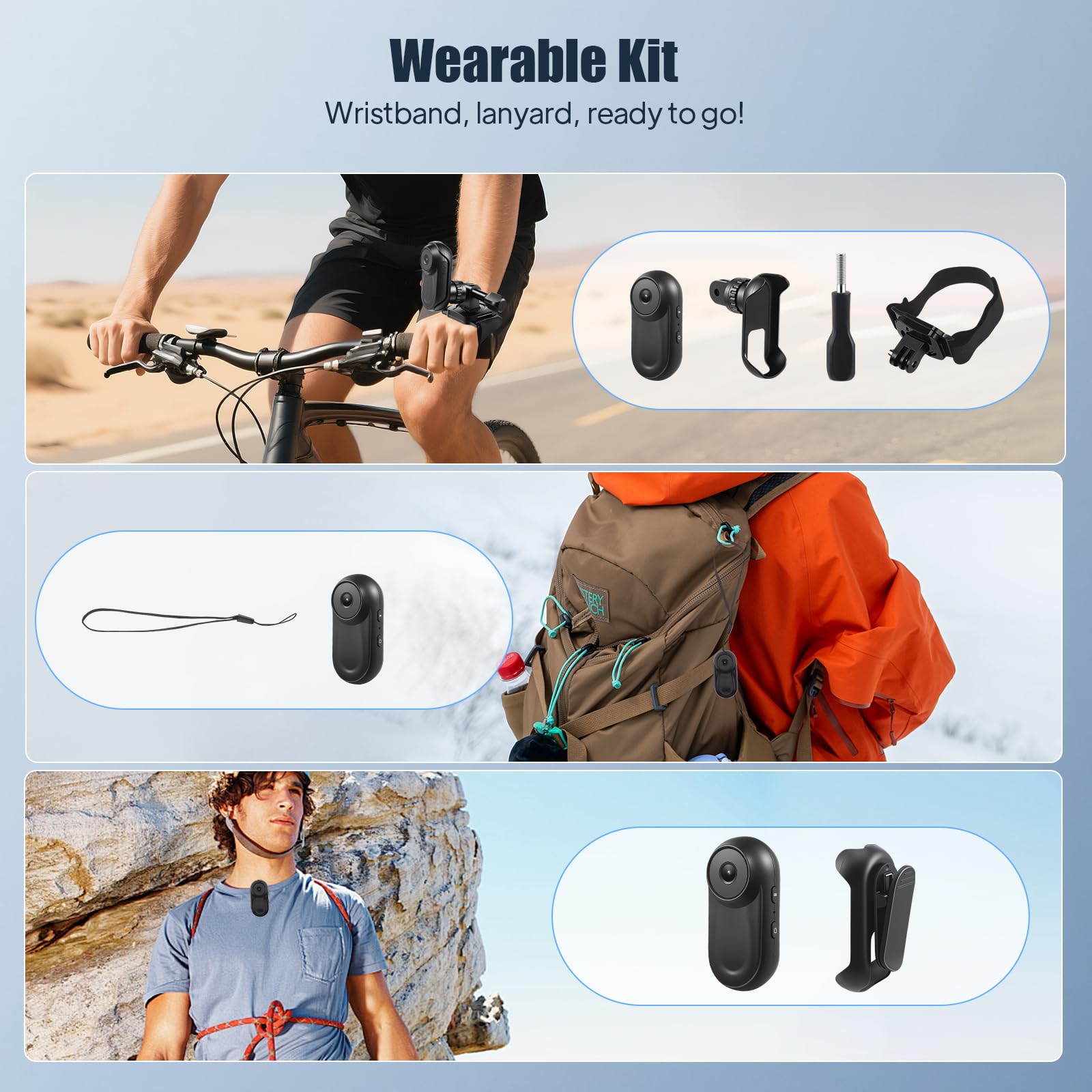 Mini Action Cam, 1080P Tragbare Body Kamera und 64 GB, 130° Bodycam Körperkamera, Outdoor-Reiten Actionkameras,Helmkamera für Fahrrad-und Motorrad-Helme