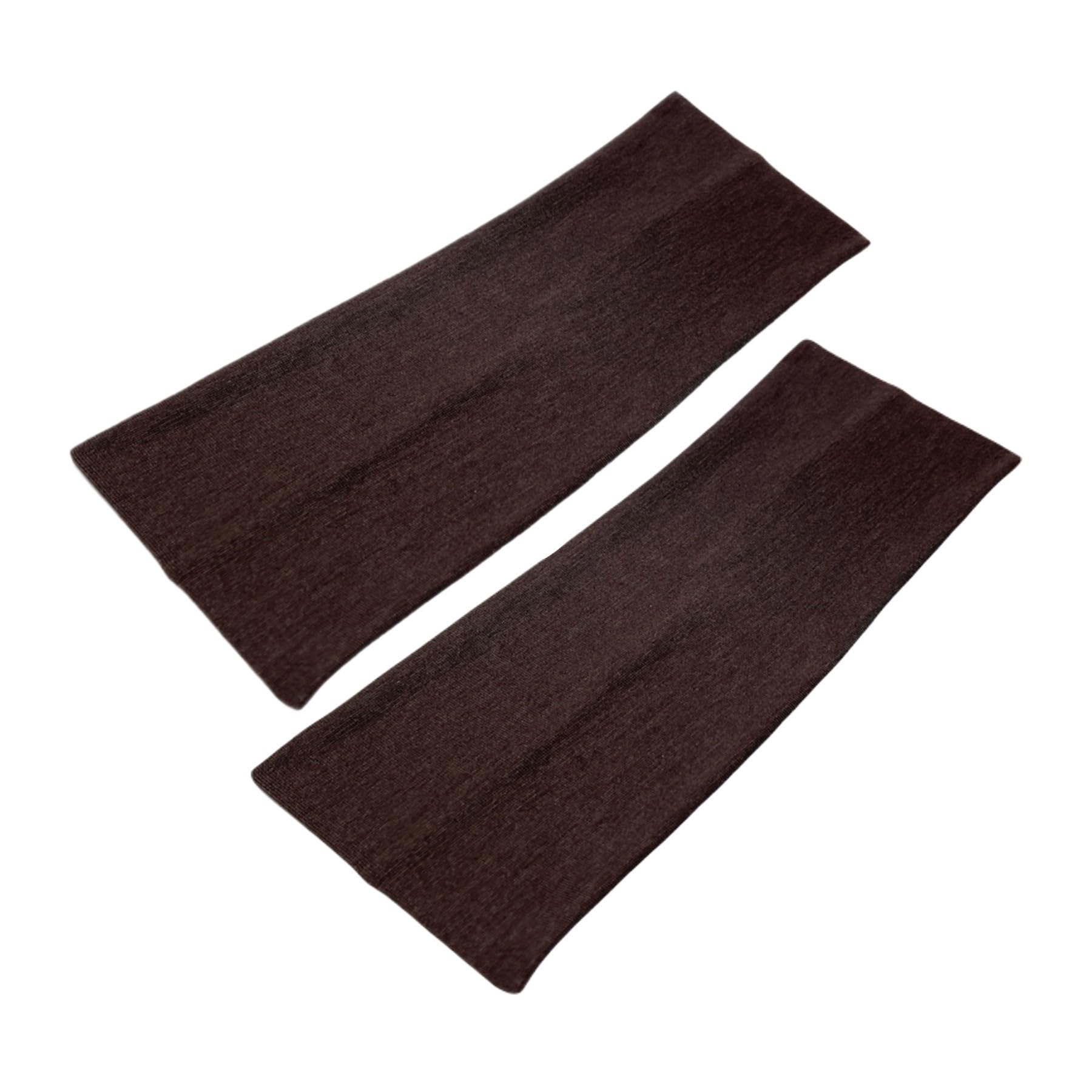 WESTEND CHOICE 9cm Wide Headbands 2 Pack Soft Head Band Plain Stretchy Unisex Kylie headband Bandeau Headbands for Women & Men Gym Yoga Hair Band (Dark brown)