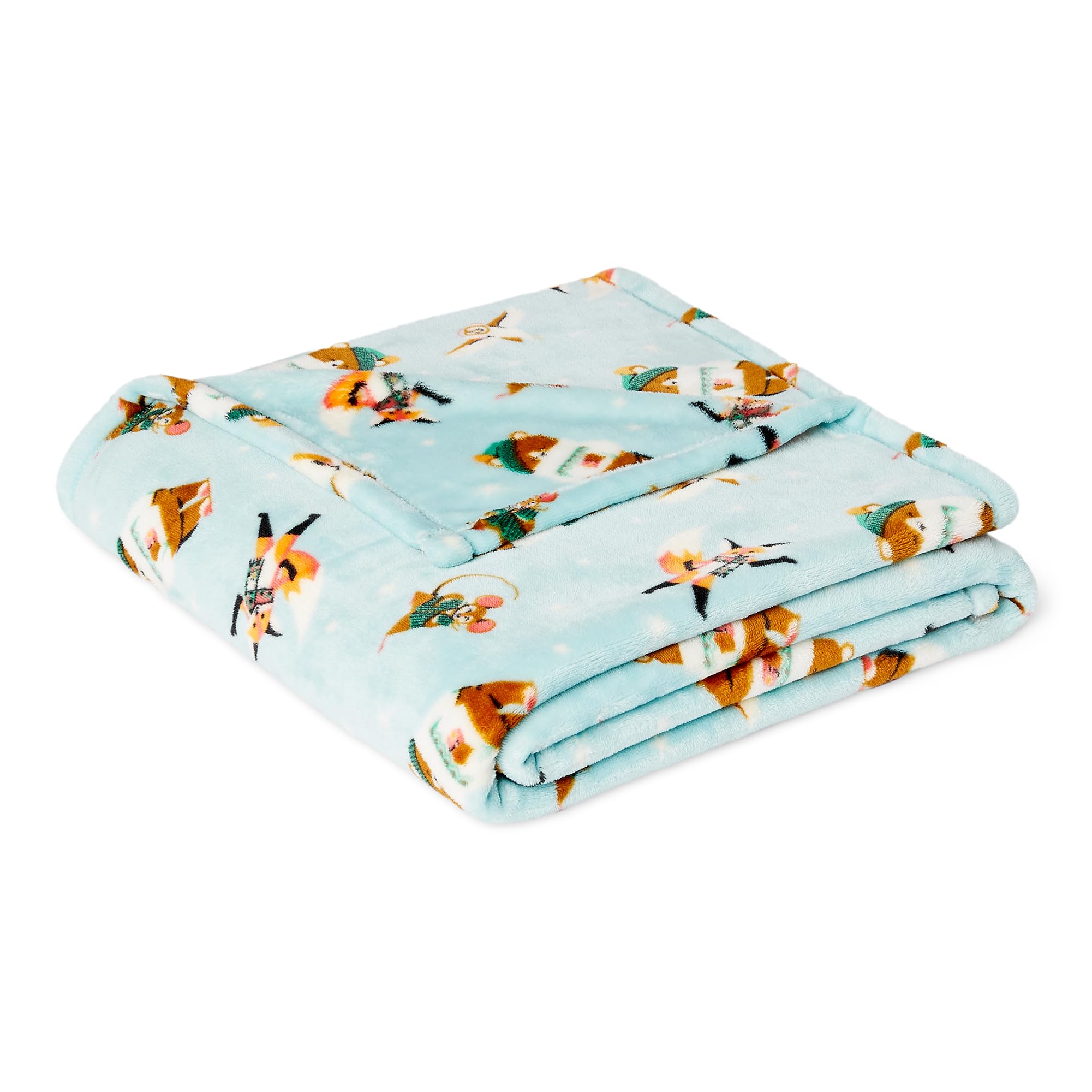 Amazon Basics Fleece Throw Blanket for Kids, Soft and Cozy, for Sofa and Bedroom, 100% Recycled Polyester, Forest Friends, 127 x 152 cm