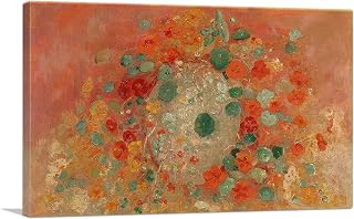 ARTCANVAS Nasturtiums 1905 Canvas Art Print Stretched Framed Painting Picture Poster Giclee Wall Decor by Odilon Redon - 26" x 18" (0.75" Deep)