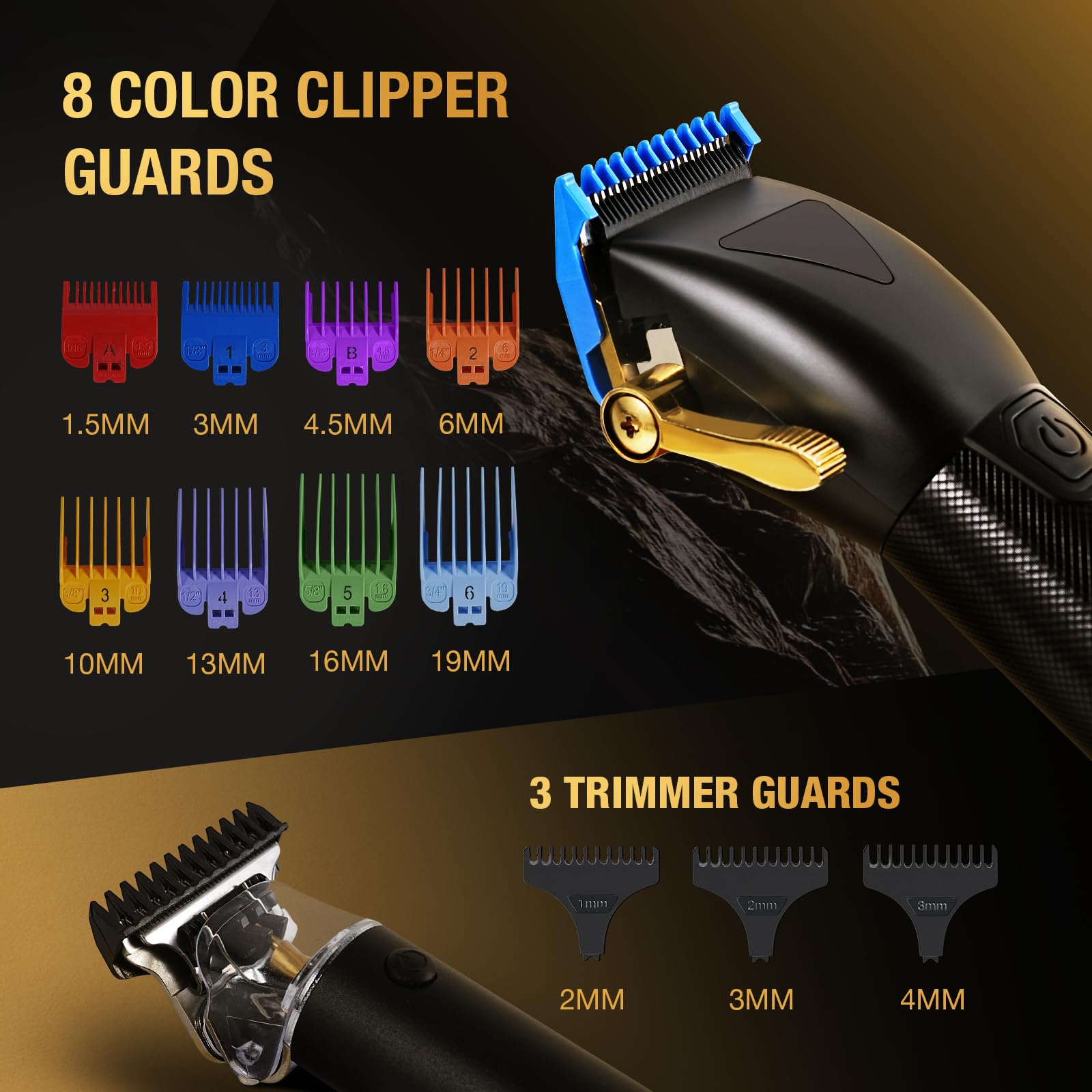 Professional Hair Clippers Men, Cordless Hair Trimmer Barber Clippers Electric Hair Cutting Kit Rechargeable, 11 Guide Combs - Image 4