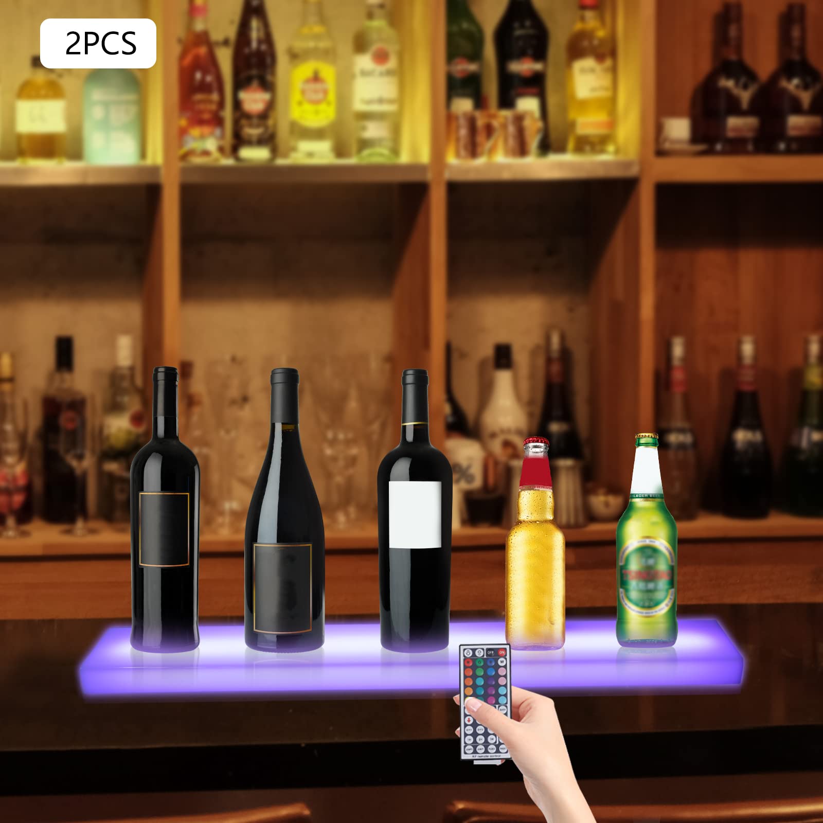 Shelves For Bar 2 Tier LED Lighted Liquor Display Shelf - 32