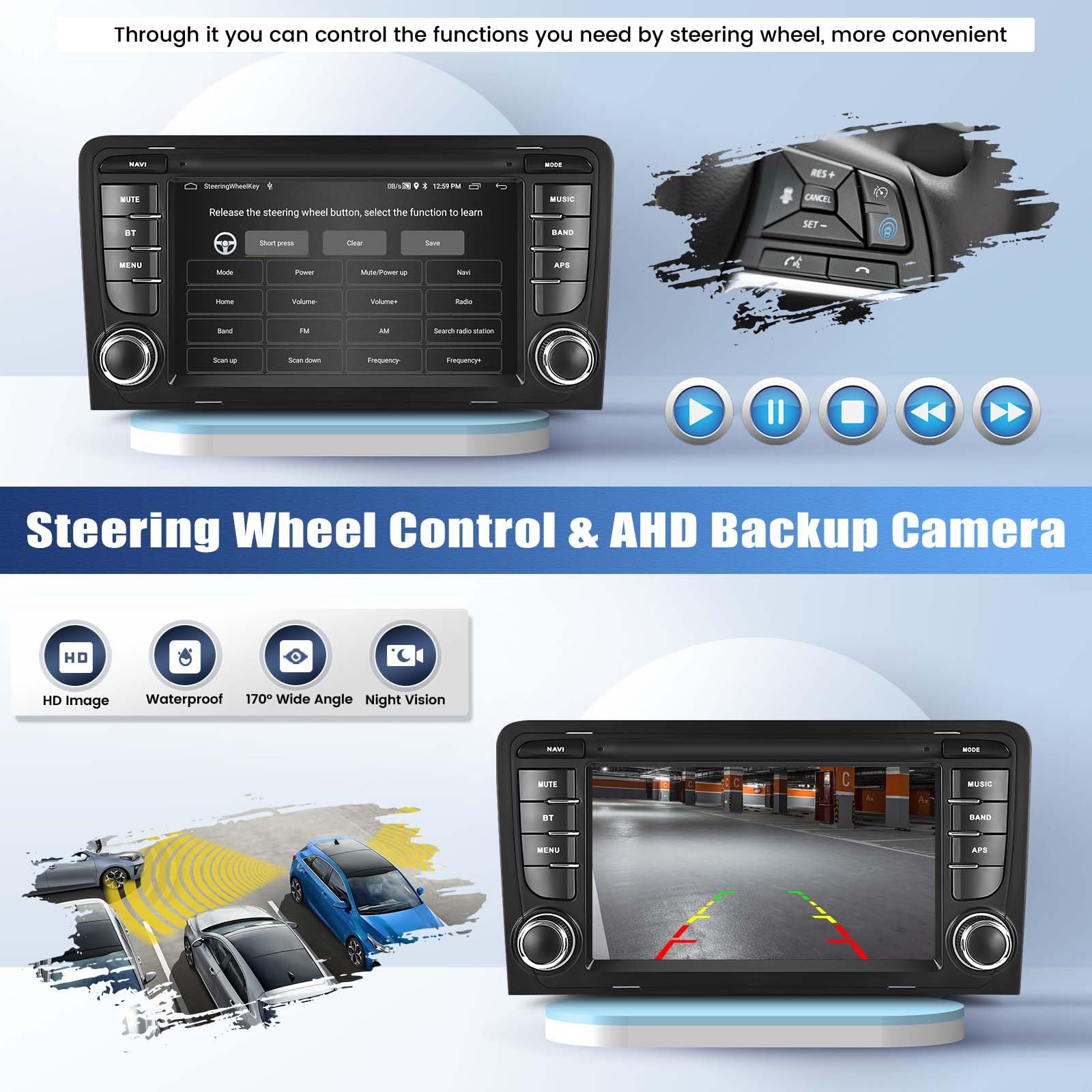 GOHHDL Autoradio Android Per Audi A3 S3 8P RS3 (2003-2012), 7 Pollici, 2G+64G, Wireless CarPlay, Android Auto, GPS, WiFi, Bluetooth, Retro Camera - 2