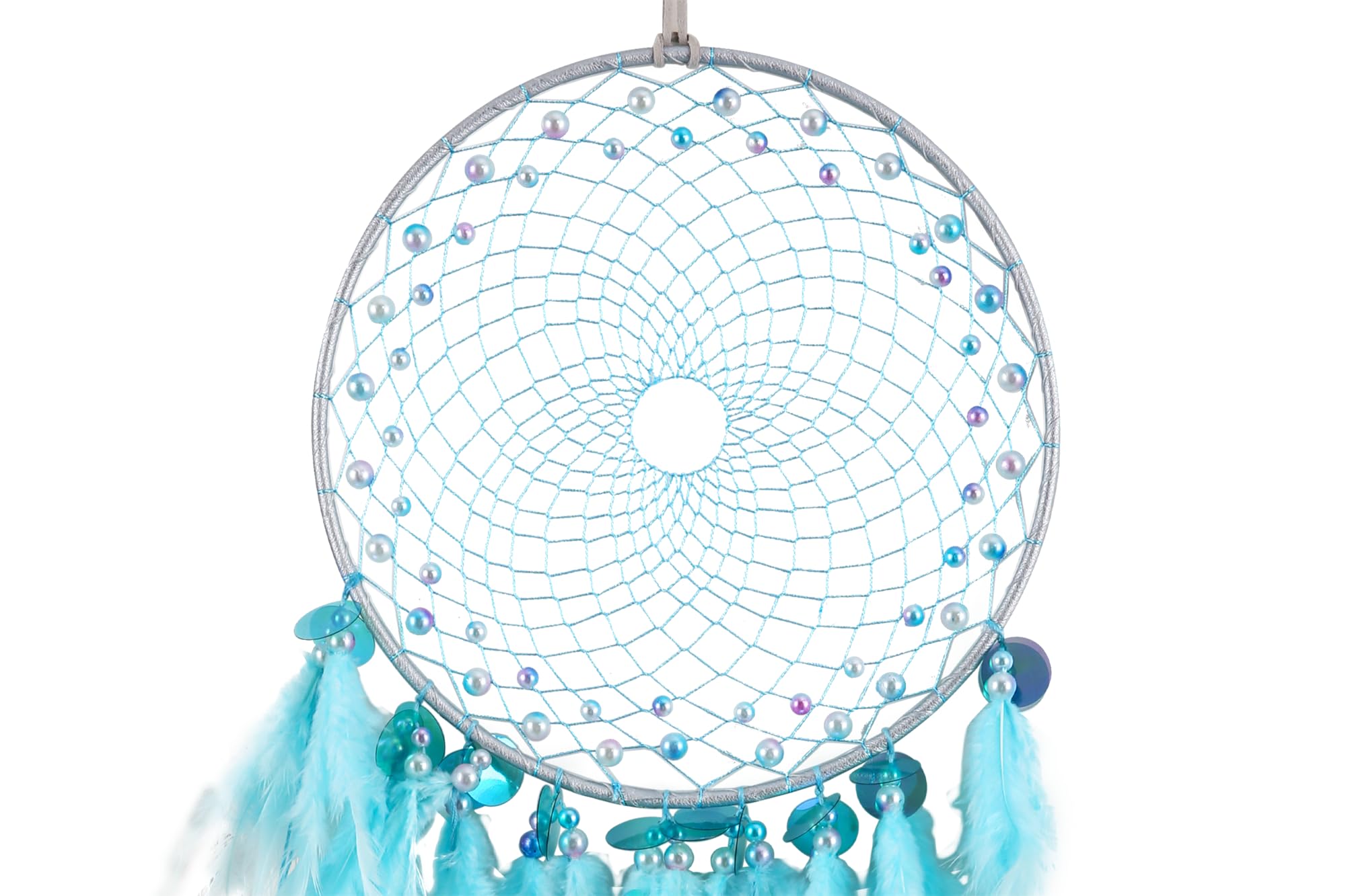 Atrapasueños grande, atrapasueños de plumas naturales, atrapasueños de perlas de cristal ABS, hecho a mano para colgar adornos, decoración de pared de dormitorio, decoración de árbol de Navidad,
