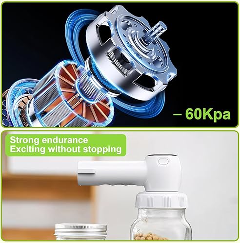 Miniatura 3 de cjc Sellador al vacío de alimentos inalámbrico portátil 4 en 1, máquina selladora al vacío de mano, succión fuerte de 60 Kpa, batería recargable de