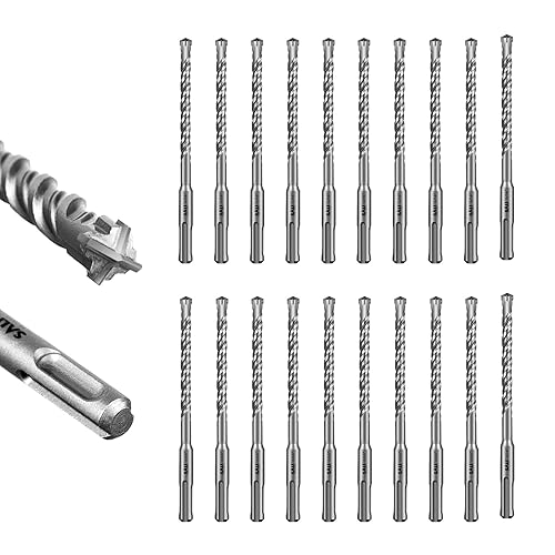 Miniatura 38 de SALI SDS Plus - Broca de martillo rotativo, 10 unidades, kit de brocas para hormigón de 7/16 x 12 pulgadas, material de carburo de doble rosca de