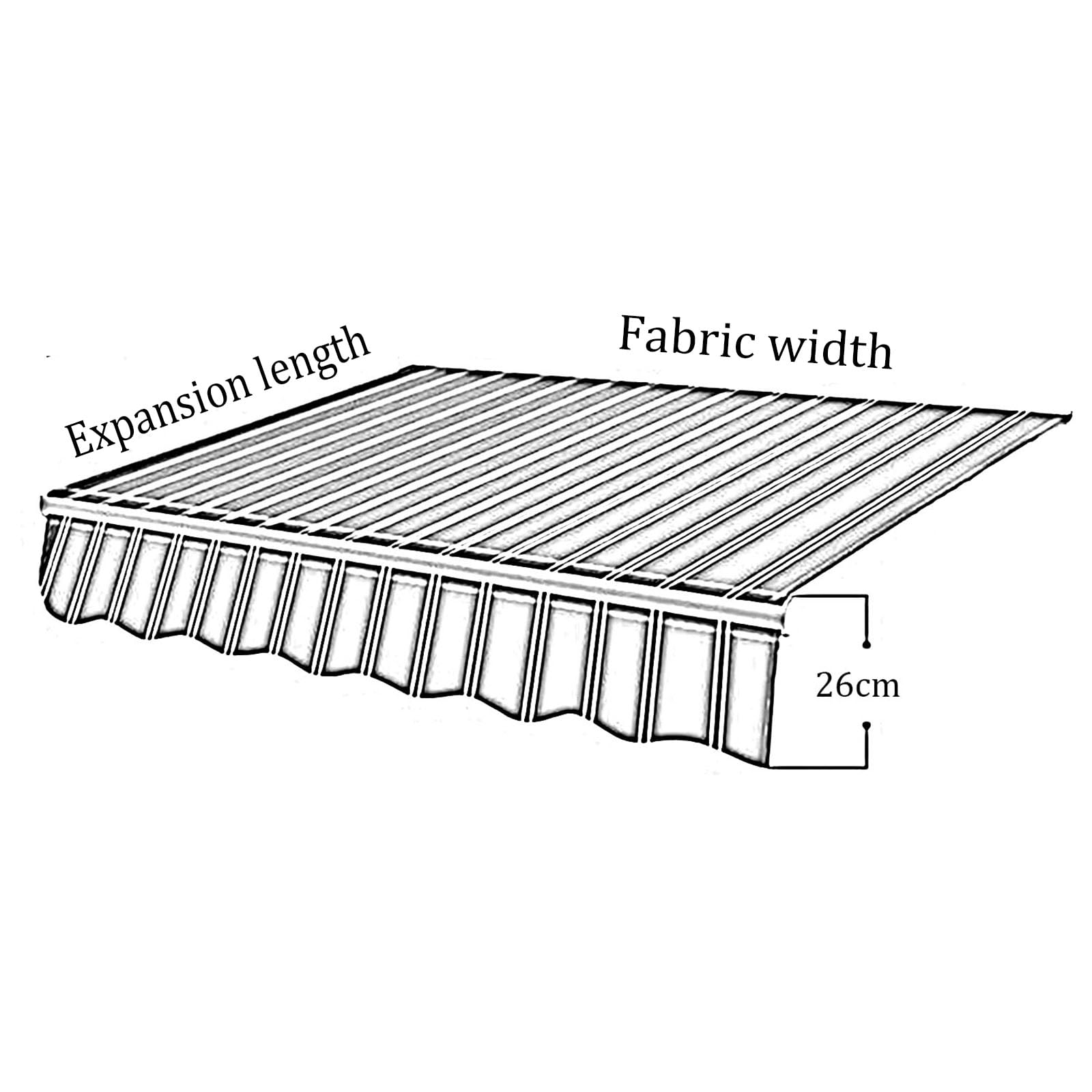 Tessuto Di Ricambio Per Tenda Da Sole Retrattile (Solo Tessuto) Telo Parasole Resistente All'Acqua Per Esterni, In Tessuto, Per Porte E Finestre, 100% Poliestere 280 G.(Multi Stripe 13X9.8Ft)