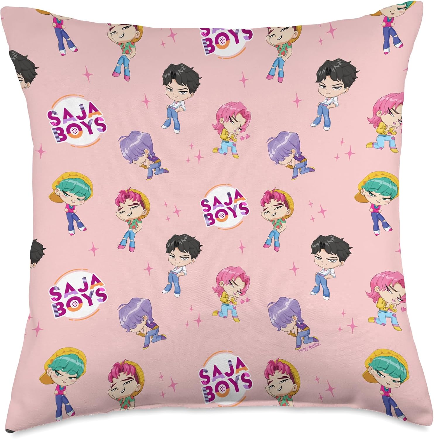 Kpop Demon Hunters Saja Boys Chibi Officially Licensed Throw Pillow