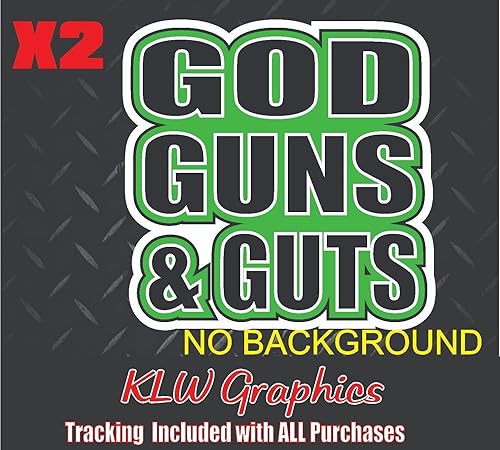 God Guns Guts Lime Green Black White Full Color Decal Sticker Defend 2nd 2A Concealed Weapon CCW Pro Gun AR 15 9MM