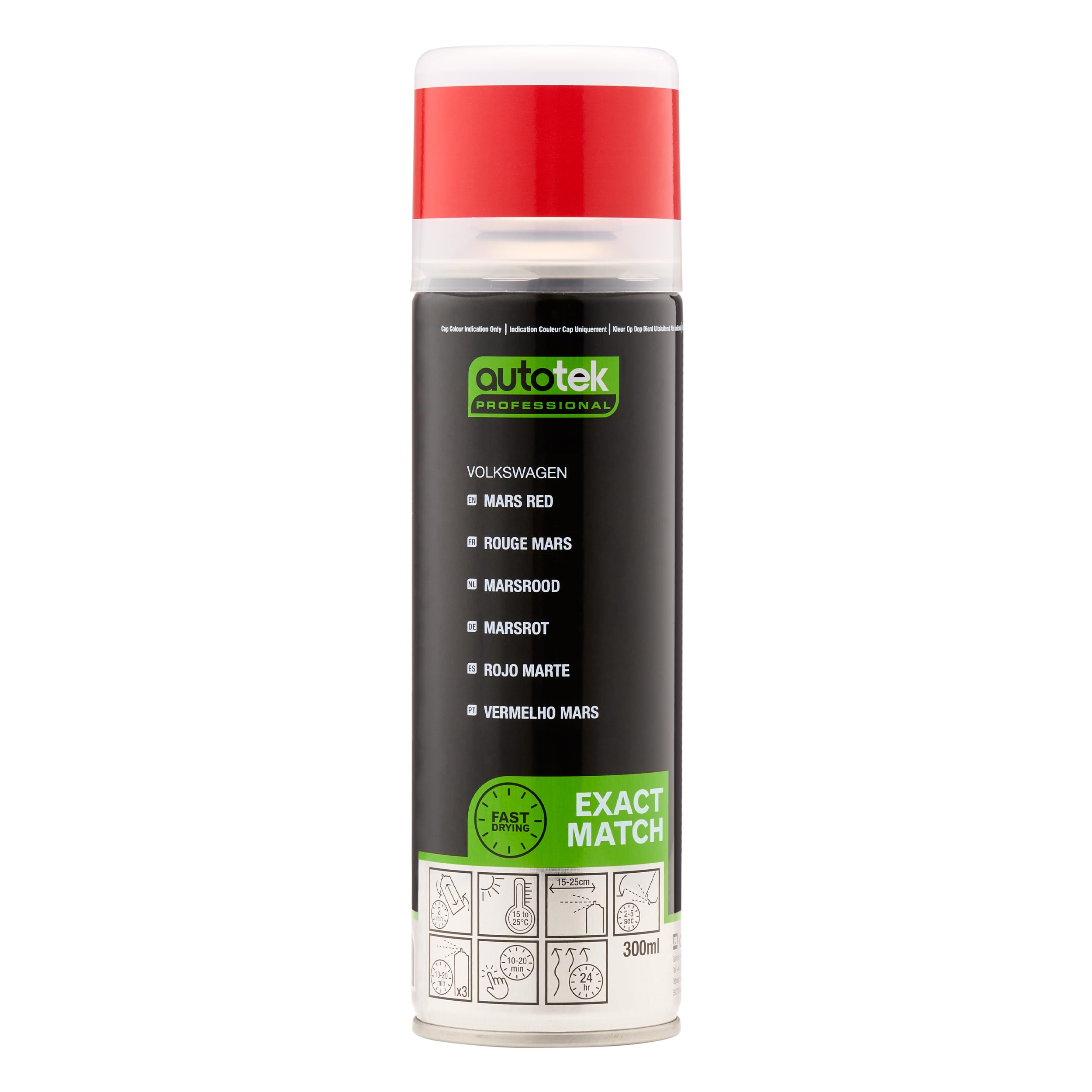 Autotek Exact Match Fast Drying Aerosol Spray Paint Volkswagen Mars Red 300ml