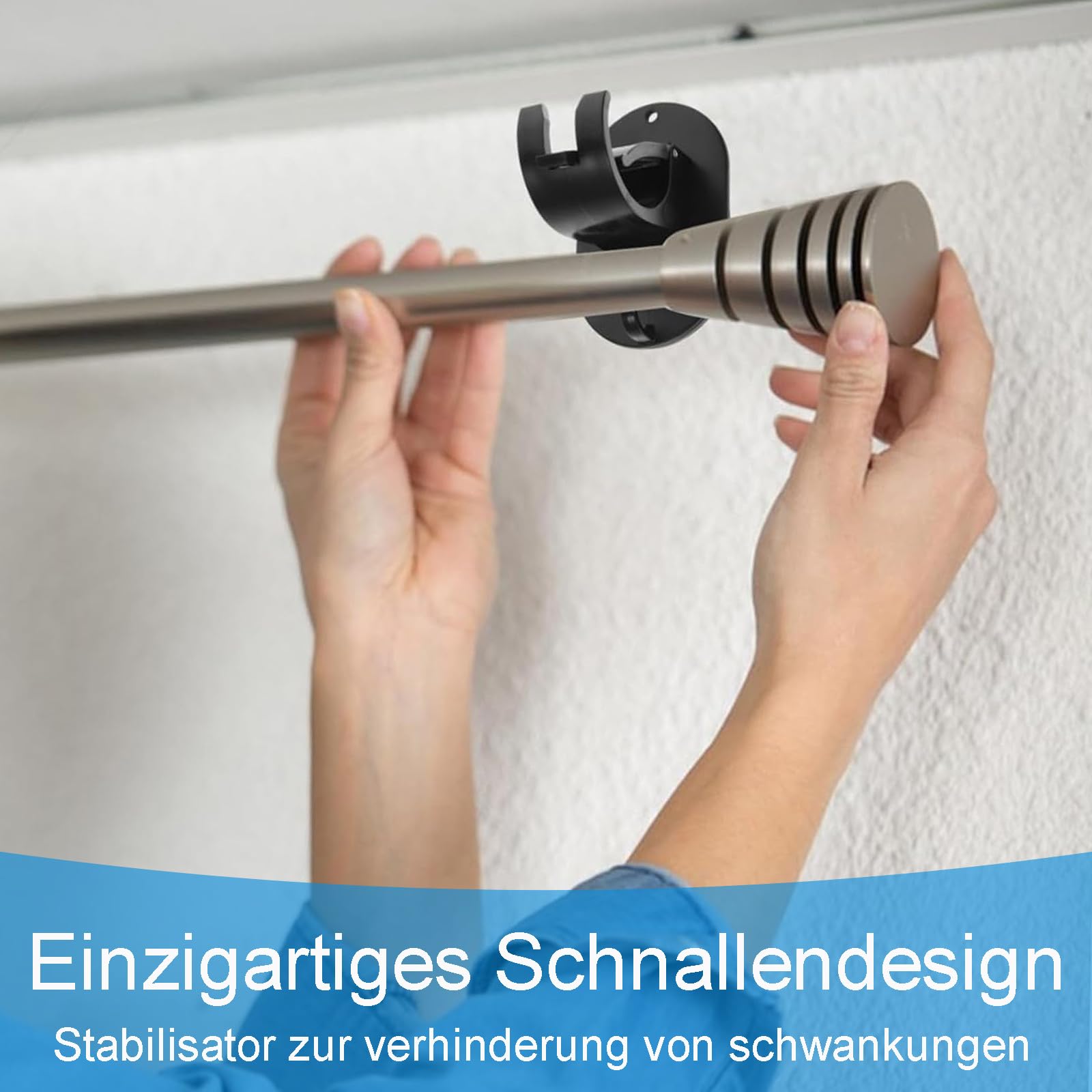 Gardinenstange ohne Bohren, 2 Stück Verstellbare Vorhangstange zum Kleben, Halterung für Badezimmer