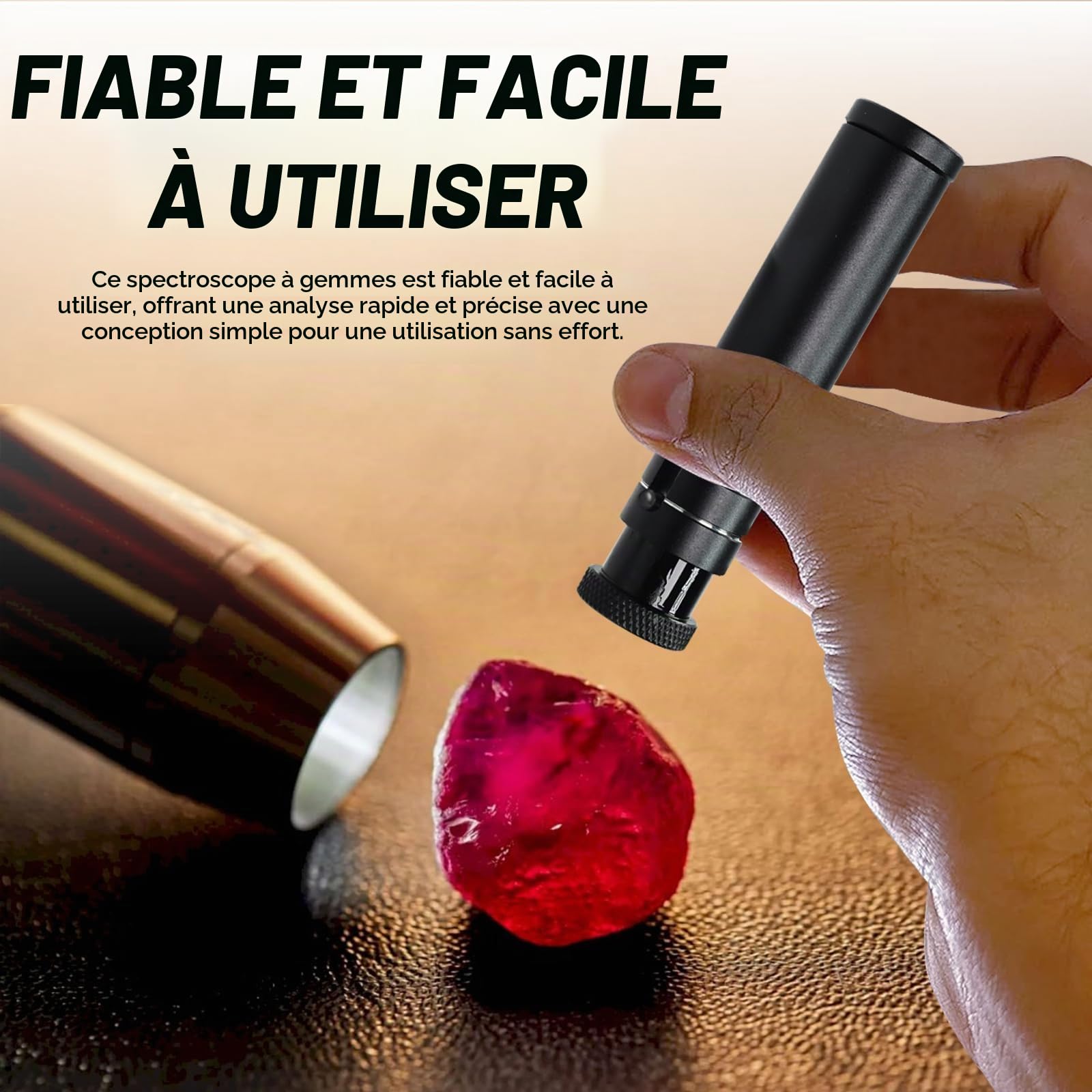 Spectroscope à Prisme 10mm pour Gemmologie, avec Mise au Point Réglable, Spectromètre pour Gemmologues, Corps en Aluminium pour Tests Gemmologiques Antiquités et Identification des Pierres Précieuses