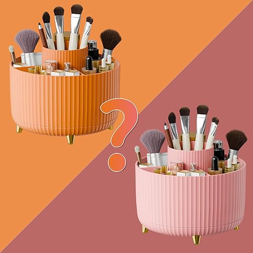 Organizador de maquillaje giratorio (naranja-rosa al azar)