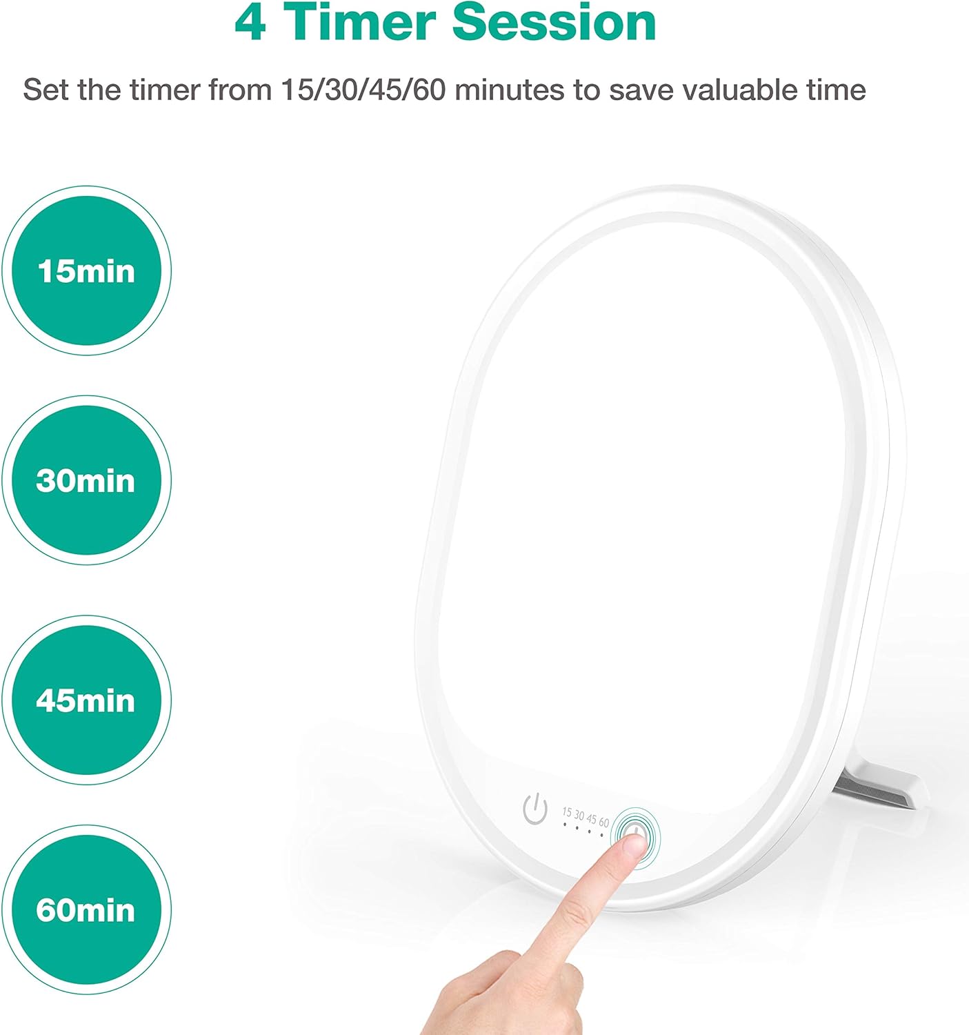 Light Therapy Lamp, UV-Free 10000 Lux Therapy Light, Touch Control with 3 Adjustable Brightness Levels and 4 Timer Function, Large Light Surface 90° Rotatable Stand, Compact Size for Home/Office Use : Health & Household