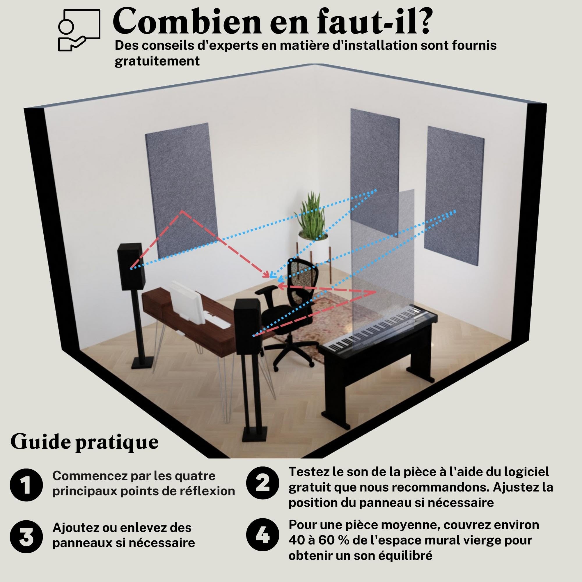 Panneau Acoustique, Large, 116 x 58cm, Naturel