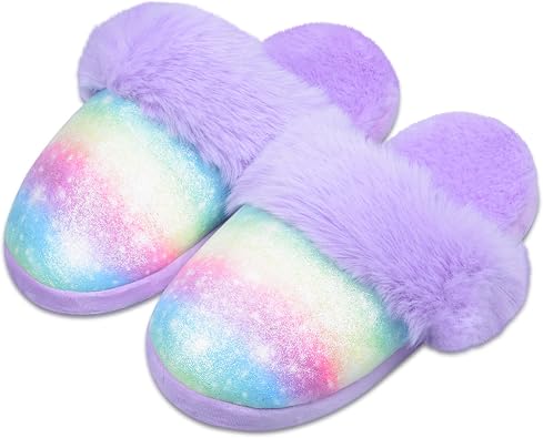 ZGDG Girls Slippers Cute House Slippers,No-Slip Memory Foam Princess House Shoes for Bedroom Indoor OutdoorToddler/Little/Big Kid