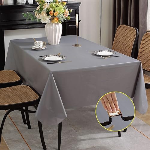 SASTYBALE Mantel de vinilo con parte trasera de franela, manteles de plástico impermeable a prueba de aceite para mesas rectangulares, manteles de