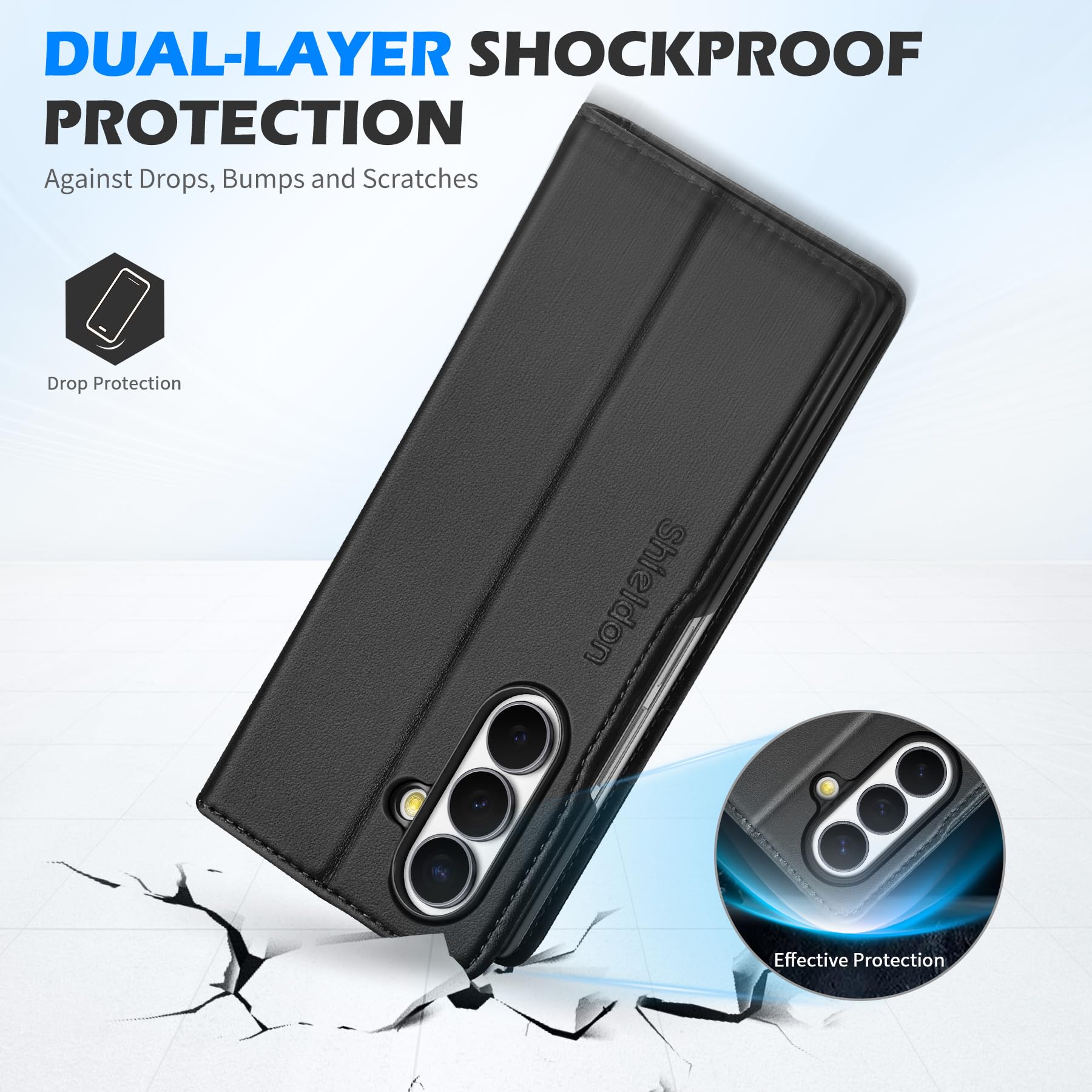 SHIELDON Echtleder Hülle für Galaxy Z Fold 8 Ultra 8,0" 2026 5G, Schwarz