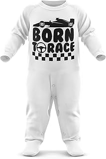 FunkyShirt Baby FunkyShirt Born to Race Cars Future Race Car Driver Baby Romper Suit - First Birthday Present - Newborn Romper