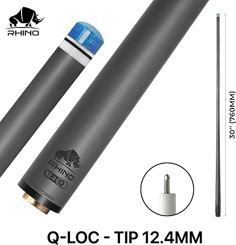 Miniatura 2 de RHINO - Taco de billar de fibra de carbono con junta Q-loc de 30" de un solo eje, punta de 11,8 mm, 12,2 mm, 12,4 mm, 12,5 mm, 12,6 mm, 12,7 mm,