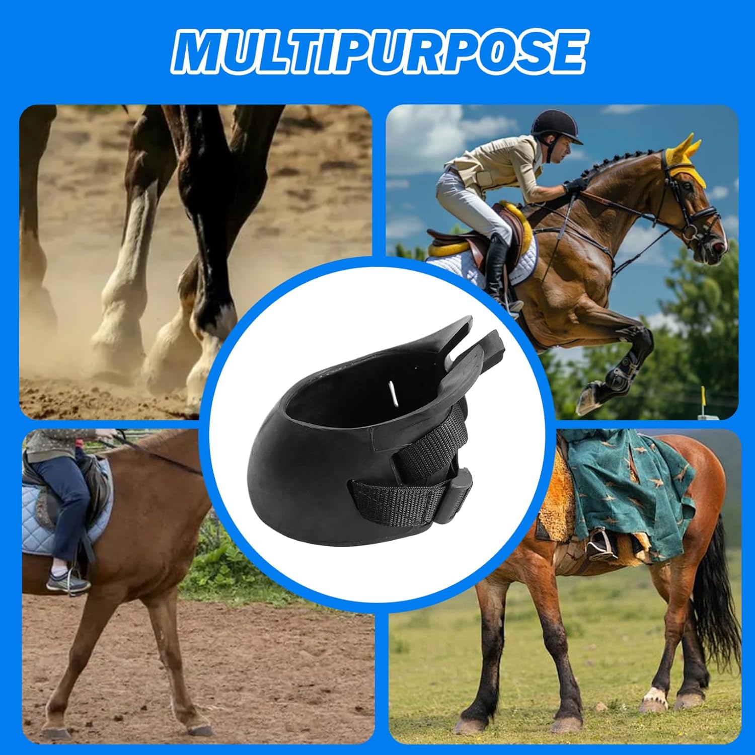 Hoof Boots, 1 Pair Horse Hoof Boots for Horses, Rubber Protective for Wound Management, Laminitis, Abscess, Horse Tack, M